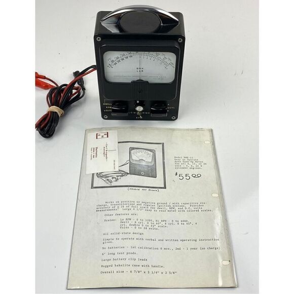 Vintage BMK Lab Auto Tune-up Meter BMK-11 Nice Condition Black Rare EB1906 - Picture 1 of 8